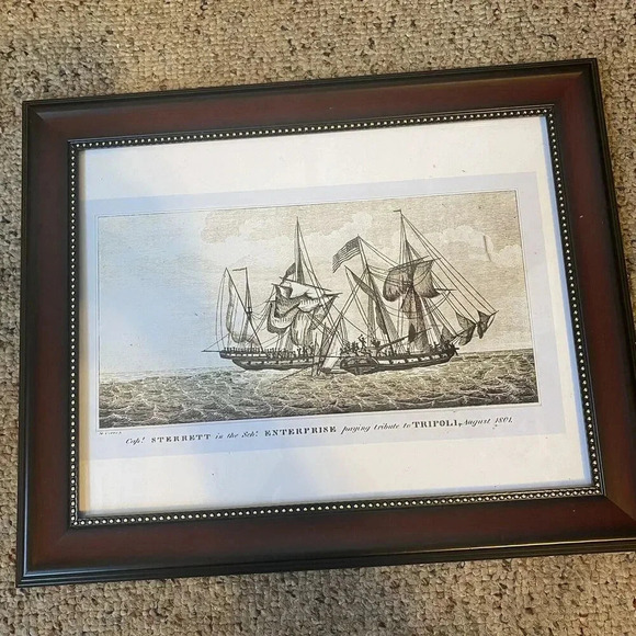 VTG Capt Sterrett Enterprise paying tribute Tripoli August 1801 Frame Art Print - Picture 1 of 8